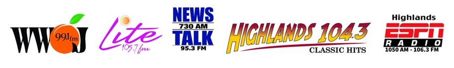 Logos of the five highlands radio group radio stations.